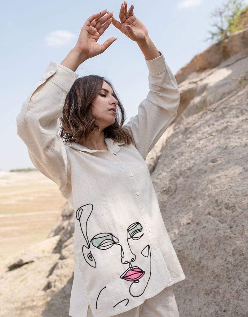 Aaysa Embroidered Pure Cotton Shirt With Trousers