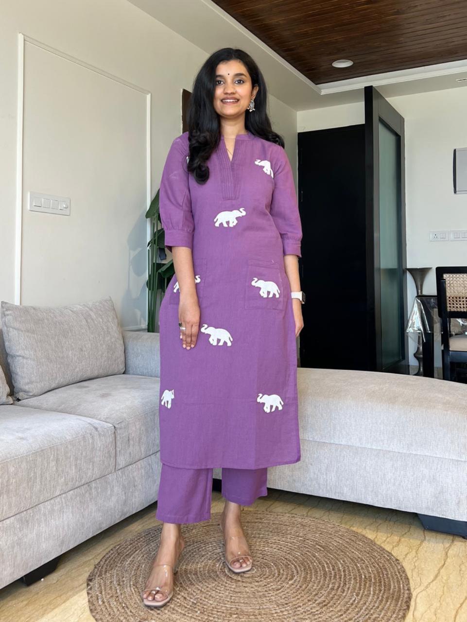 Aaysa Embroidered Pure Cotton V-Neck Top With Trousers Co-Ords