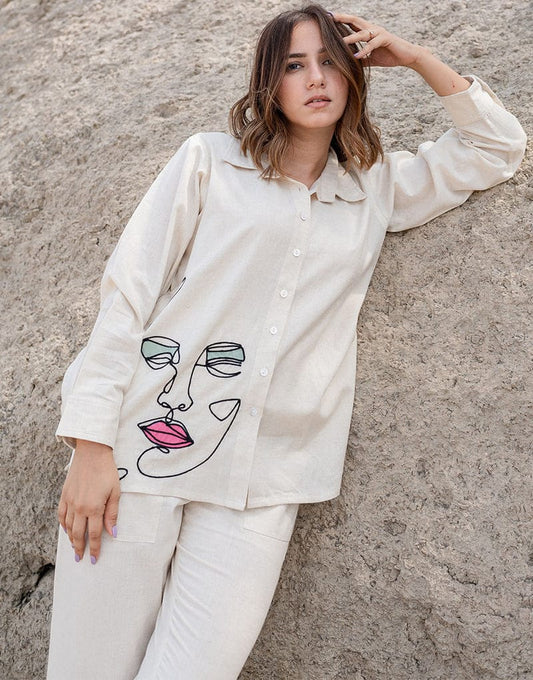 Aaysa Embroidered Pure Cotton Shirt With Trousers