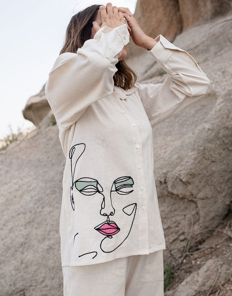Aaysa Embroidered Pure Cotton Shirt With Trousers