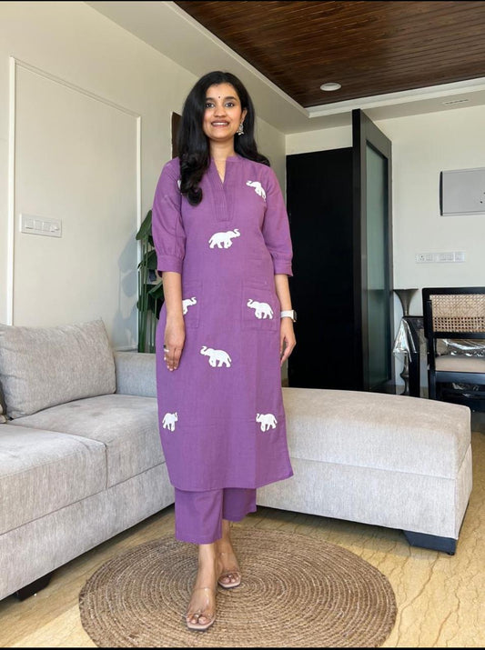 Aaysa Embroidered Pure Cotton V-Neck Top With Trousers Co-Ords