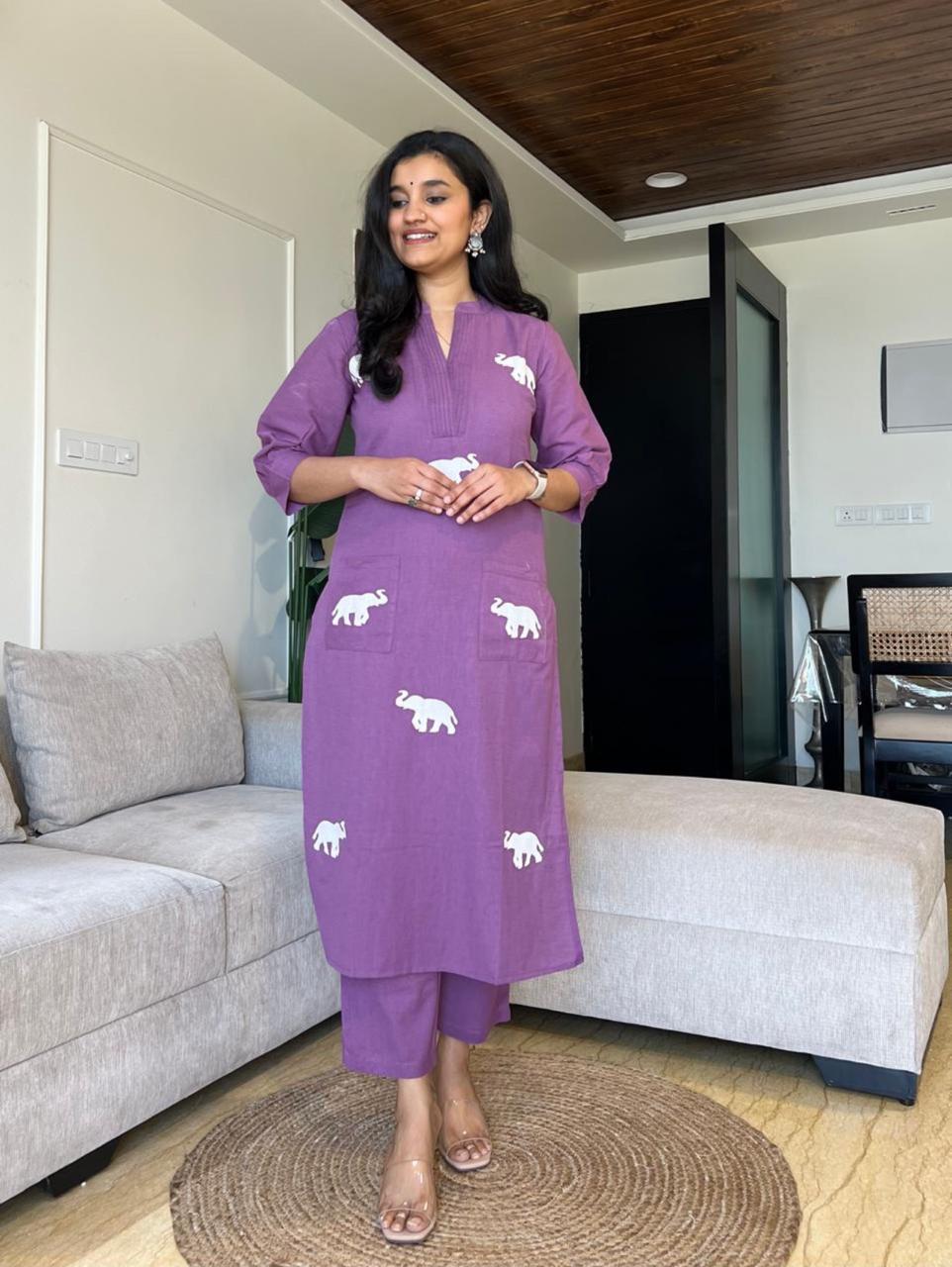 Aaysa Embroidered Pure Cotton V-Neck Top With Trousers Co-Ords