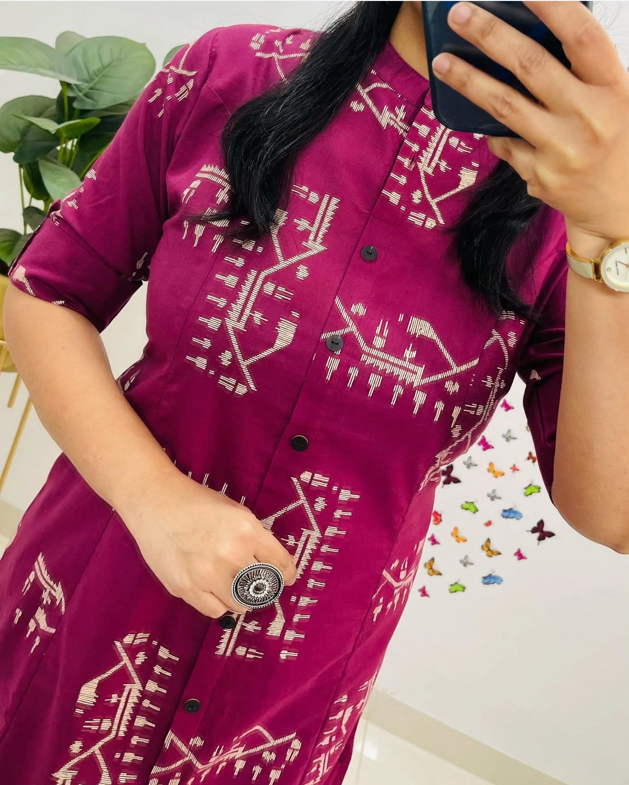 Aaysa Floral Printed Round Neck Pure Cotton Straight Kurta with Trousers