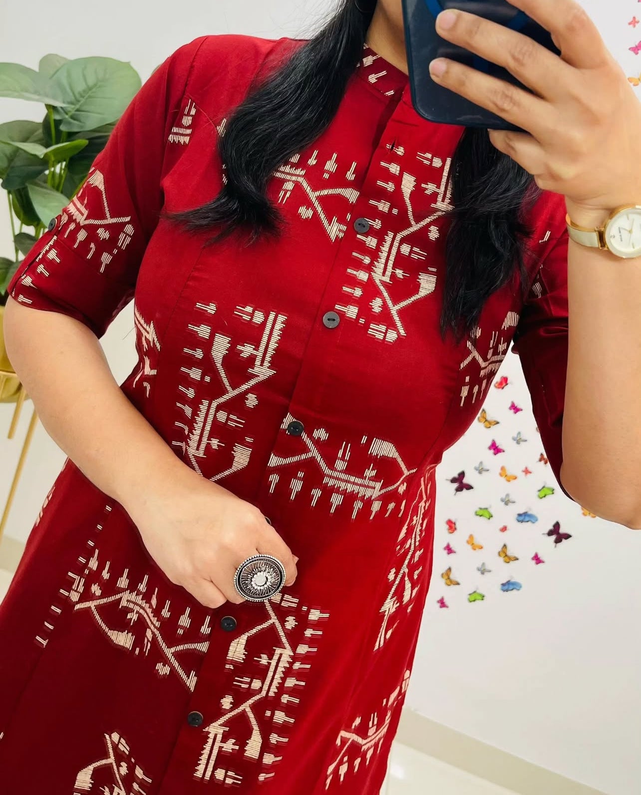 Aaysa Floral Printed Round Neck Pure Cotton Straight Kurta with Trousers